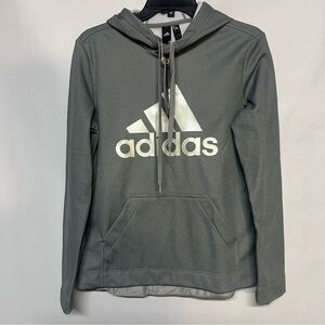 adidas Olive Gray Pullover Hoodie with Large Logo